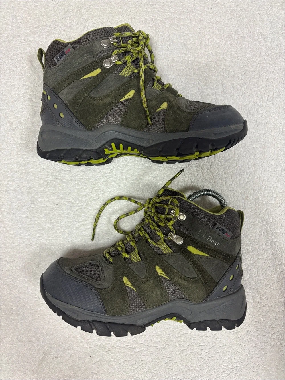 L.L. Bean Kids Gray Yellow waterproof Hiking Boots model 286156 size 5